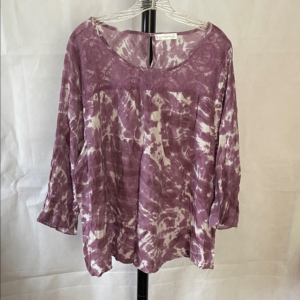 Elegant Purple and White Blouse
